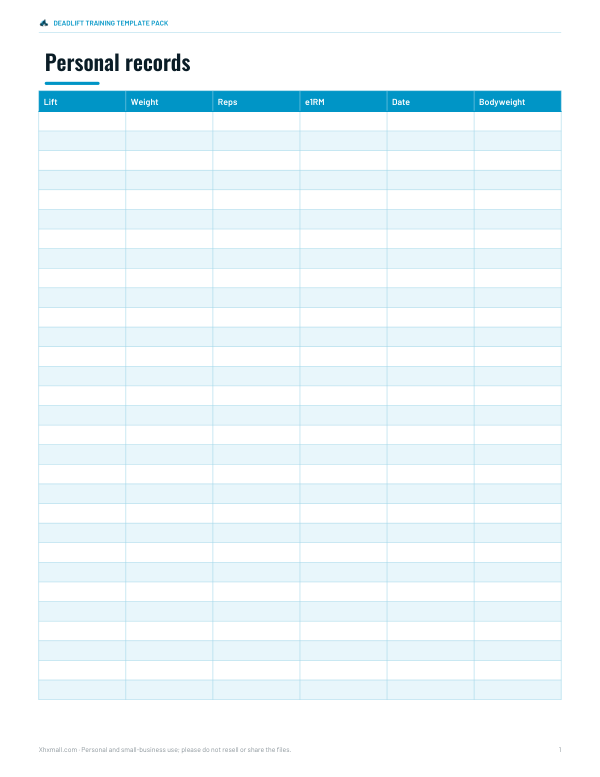 Preview of Printable PR Tracker